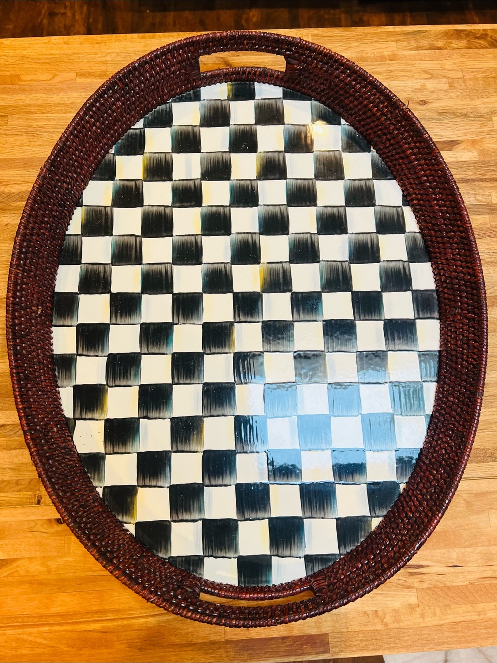 Mackenzie Childs Oval Courtly Check with Rattan